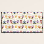 70s Retro Florals Pattern with Linen Texture Desk Mat Gallery Image 3