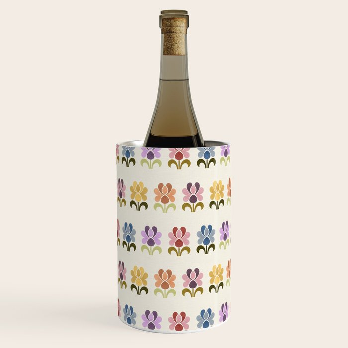 70s Retro Florals Pattern with Linen Texture Wine Chiller Gallery Image 2