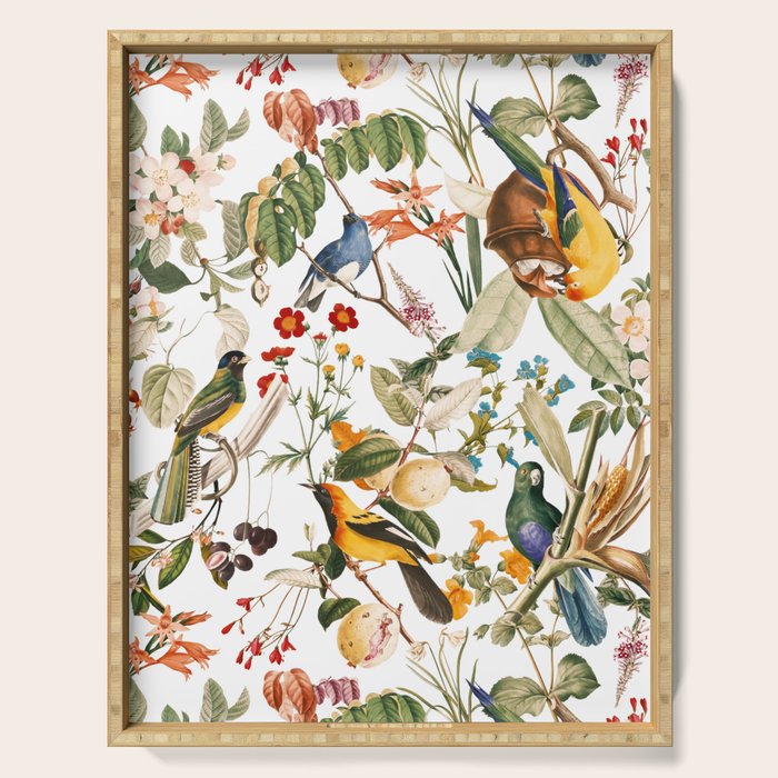 Floral and Birds XXXII Serving Tray Gallery Image 1
