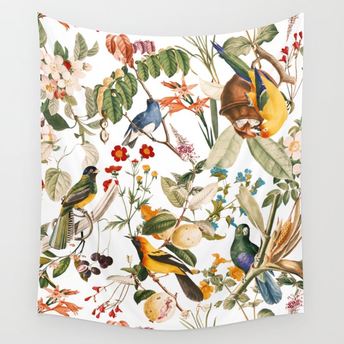 Floral and Birds XXXII Wall Tapestry Gallery Image 4