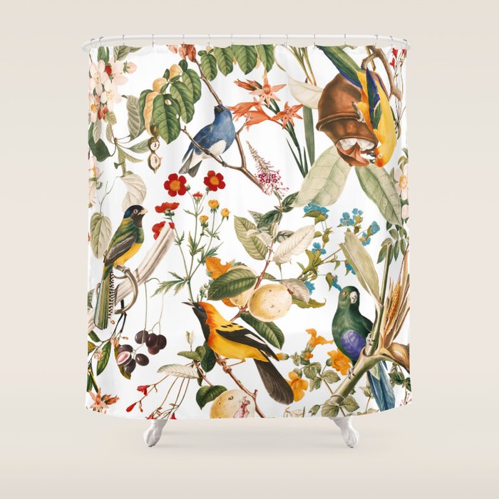 Floral and Birds XXXII Shower Curtain Gallery Image 1