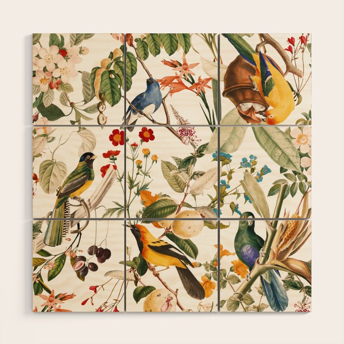 Floral and Birds XXXII Wood Wall Art Gallery Image 1