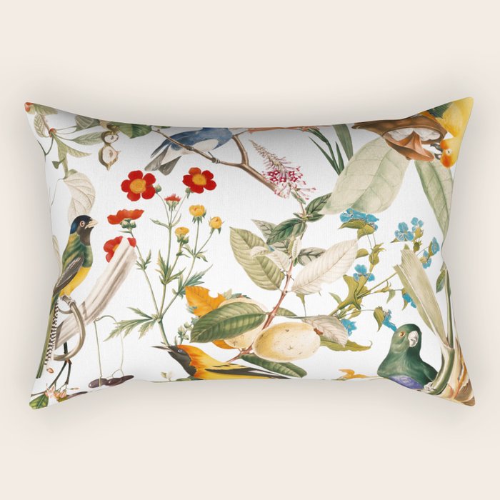 Floral and Birds XXXII Rectangular Pillow Gallery Image 2