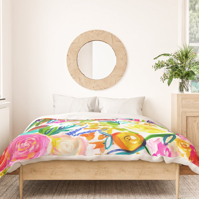 Bright Colorful Floral painting Duvet Cover Gallery Image 3