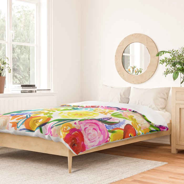 Bright Colorful Floral painting Duvet Cover Gallery Image 2