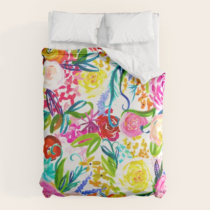 Bright Colorful Floral painting Duvet Cover Gallery Image 6