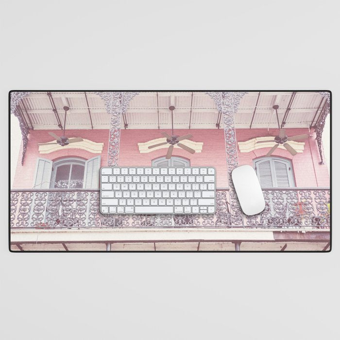 Pretty in Pink x New Orleans French Quarter Photography Desk Mat Gallery Image 1