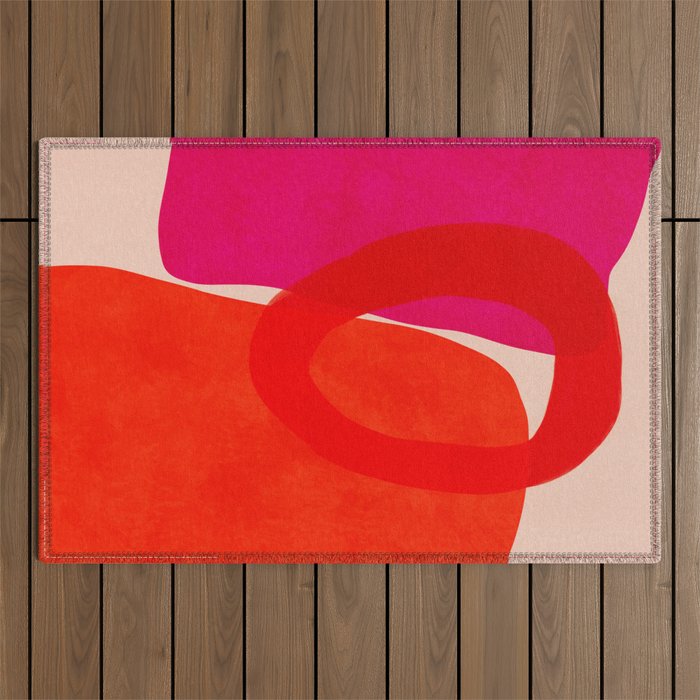 relations IV - pink shapes minimal painting Outdoor Rug Gallery Image 1