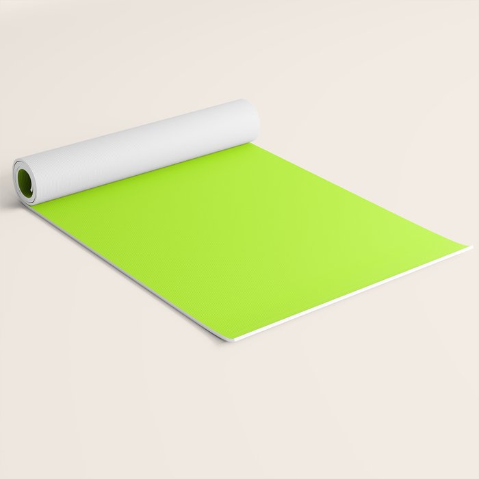 Solid Bright Green Yellow Neon Color Yoga Mat Gallery Image 2