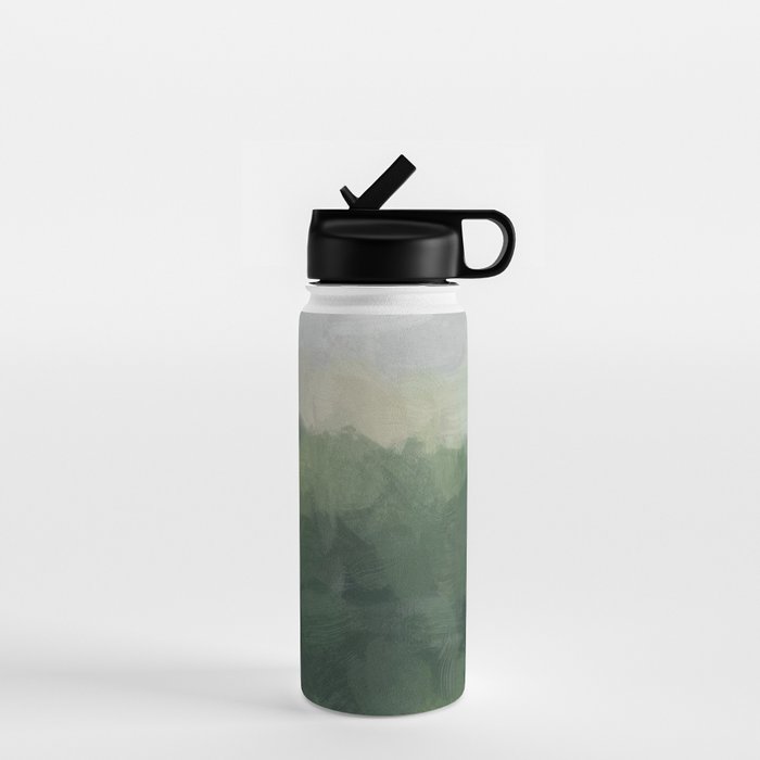 Foggy Hills - Gray Green Abstract Nature Scenic Painting Art Print Wall Decor  Water Bottle Gallery Image 1