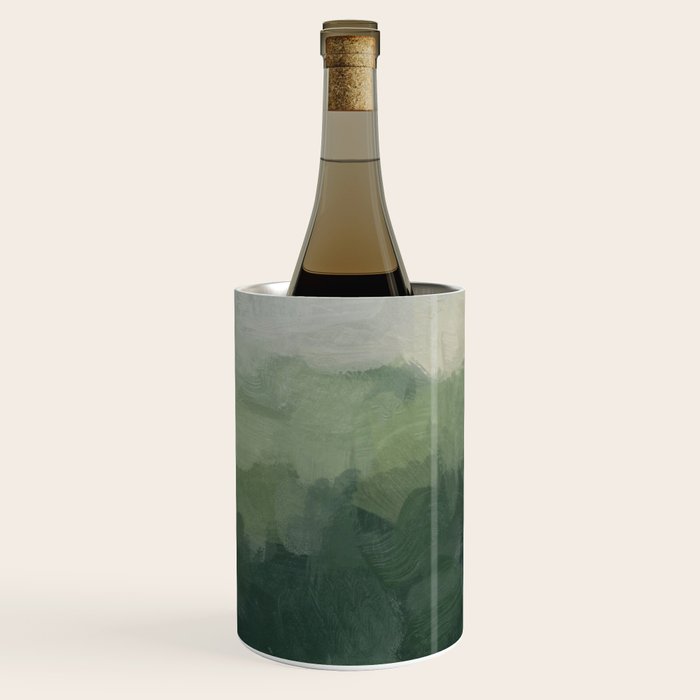 Foggy Hills - Gray Green Abstract Nature Scenic Painting Art Print Wall Decor  Wine Chiller Gallery Image 2