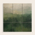 Foggy Hills - Gray Green Abstract Nature Scenic Painting Art Print Wall Decor  Wood Wall Art Gallery Image 1