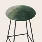 Foggy Hills - Gray Green Abstract Nature Scenic Painting Art Print Wall Decor  Stool Gallery Image 2