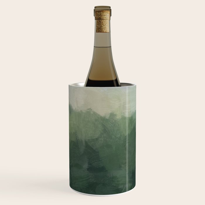 Foggy Hills - Gray Green Abstract Nature Scenic Painting Art Print Wall Decor  Wine Chiller Gallery Image 1