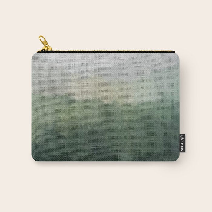 Foggy Hills - Gray Green Abstract Nature Scenic Painting Art Print Wall Decor  Carry All Pouch Gallery Image 1