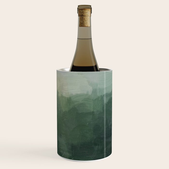 Foggy Hills - Gray Green Abstract Nature Scenic Painting Art Print Wall Decor  Wine Chiller Gallery Image 3