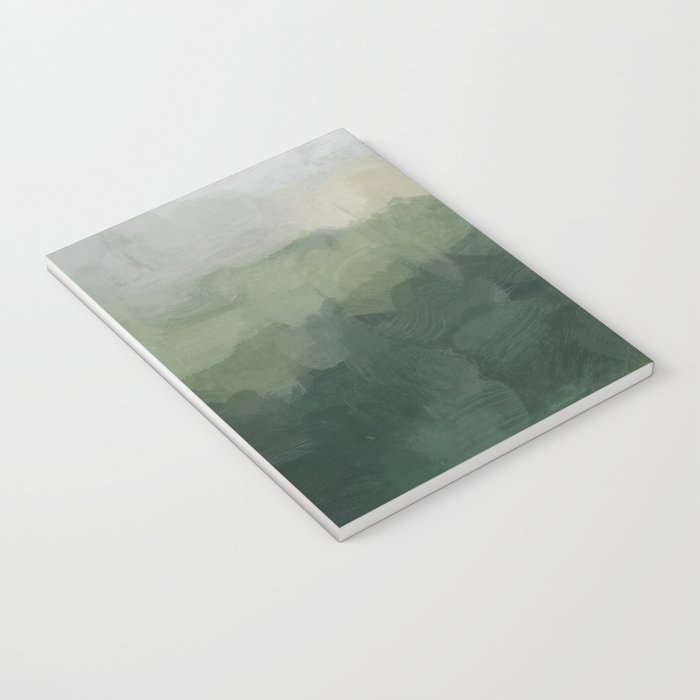 Foggy Hills - Gray Green Abstract Nature Scenic Painting Art Print Wall Decor  Notebook Gallery Image 3
