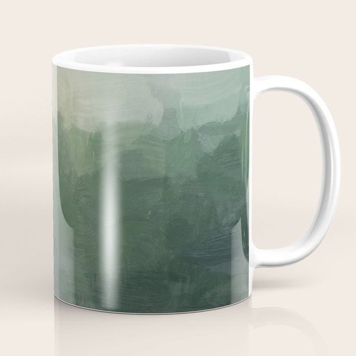 Foggy Hills - Gray Green Abstract Nature Scenic Painting Art Print Wall Decor  Coffee Mug Gallery Image 1