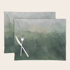 Foggy Hills - Gray Green Abstract Nature Scenic Painting Art Print Wall Decor  Placemat Gallery Image 1