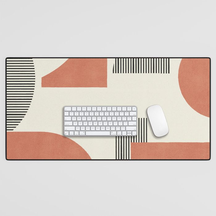 Abstract Lines Composition - Orange Brown Desk Mat Gallery Image 1