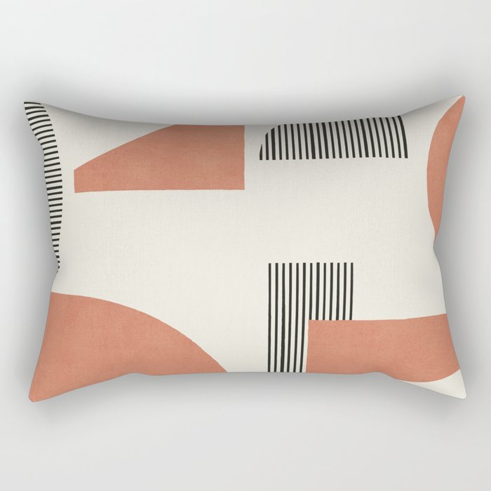 Abstract Lines Composition - Orange Brown Rectangular Pillow Gallery Image 2