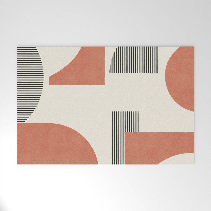 Abstract Lines Composition - Orange Brown Welcome Mat Gallery Image 1