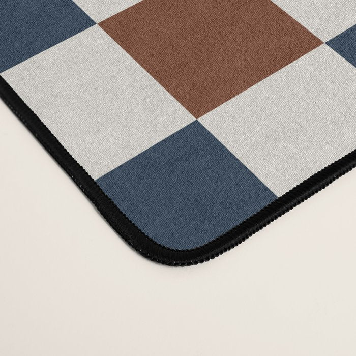 Checkered Multicolor Pattern XVI Red Navy Blue White Desk Mat Gallery Image 4