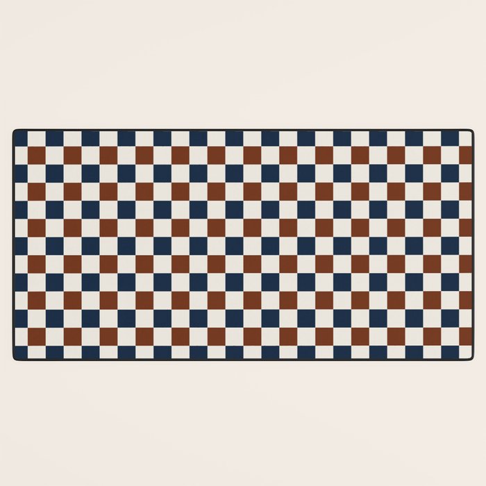 Checkered Multicolor Pattern XVI Red Navy Blue White Desk Mat Gallery Image 3