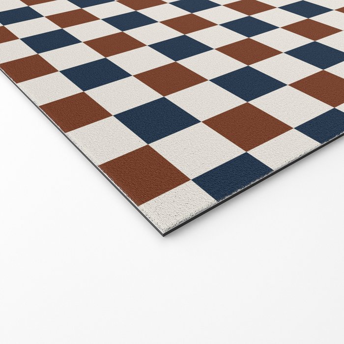 Checkered Multicolor Pattern XVI Red Navy Blue White Welcome Mat Gallery Image 2