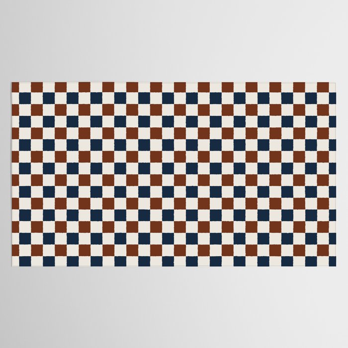 Checkered Multicolor Pattern XVI Red Navy Blue White Tablecloth Gallery Image 2