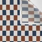 Checkered Multicolor Pattern XVI Red Navy Blue White Wall Tapestry Gallery Image 3