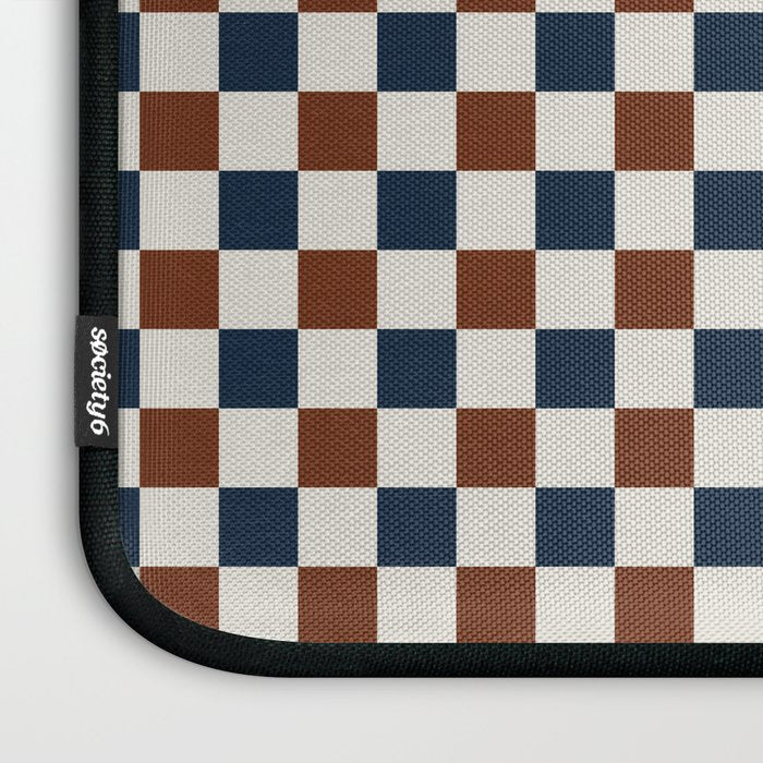 Checkered Multicolor Pattern XVI Red Navy Blue White Laptop Sleeve Gallery Image 3