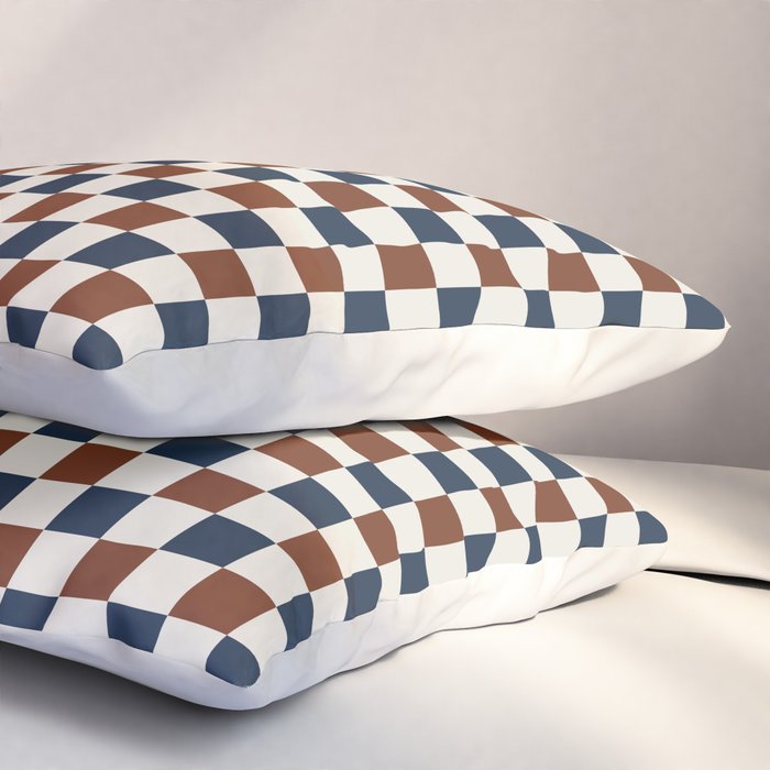 Checkered Multicolor Pattern XVI Red Navy Blue White Pillow Sham Gallery Image 3