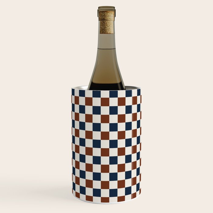 Checkered Multicolor Pattern XVI Red Navy Blue White Wine Chiller Gallery Image 3