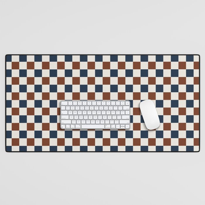 Checkered Multicolor Pattern XVI Red Navy Blue White Desk Mat Gallery Image 1