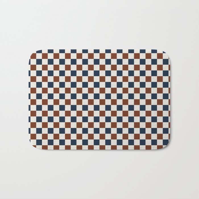 Checkered Multicolor Pattern XVI Red Navy Blue White Bath Mat Gallery Image 1