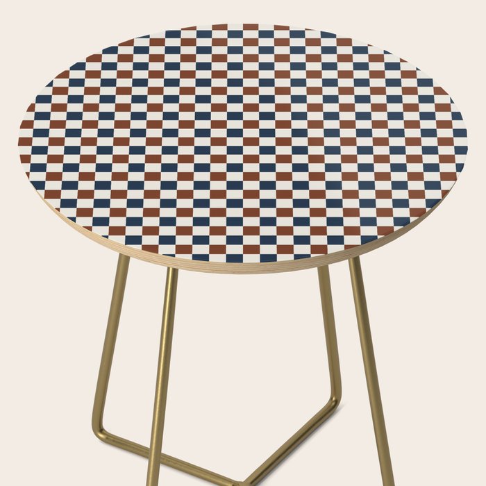 Checkered Multicolor Pattern XVI Red Navy Blue White Side Table Gallery Image 2