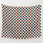 Checkered Multicolor Pattern XVI Red Navy Blue White Wall Tapestry Gallery Image 4