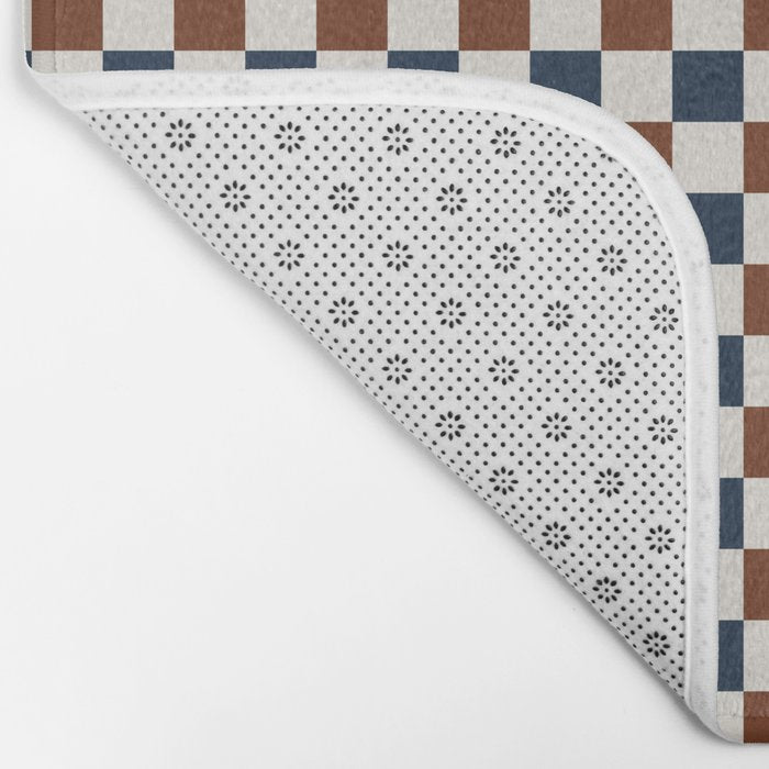Checkered Multicolor Pattern XVI Red Navy Blue White Bath Mat Gallery Image 2