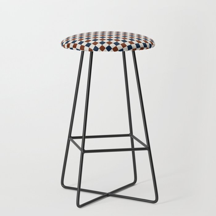 Checkered Multicolor Pattern XVI Red Navy Blue White Stool Gallery Image 1