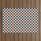 Checkered Multicolor Pattern XVI Red Navy Blue White Outdoor Rug Gallery Image 1