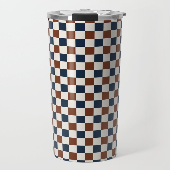 Checkered Multicolor Pattern XVI Red Navy Blue White Travel Mug Gallery Image 1