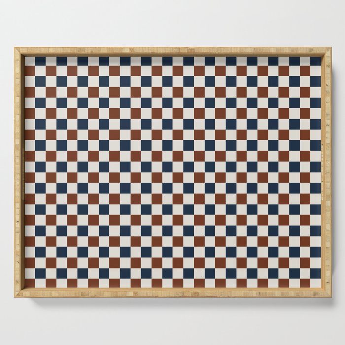 Checkered Multicolor Pattern XVI Red Navy Blue White Serving Tray Gallery Image 1