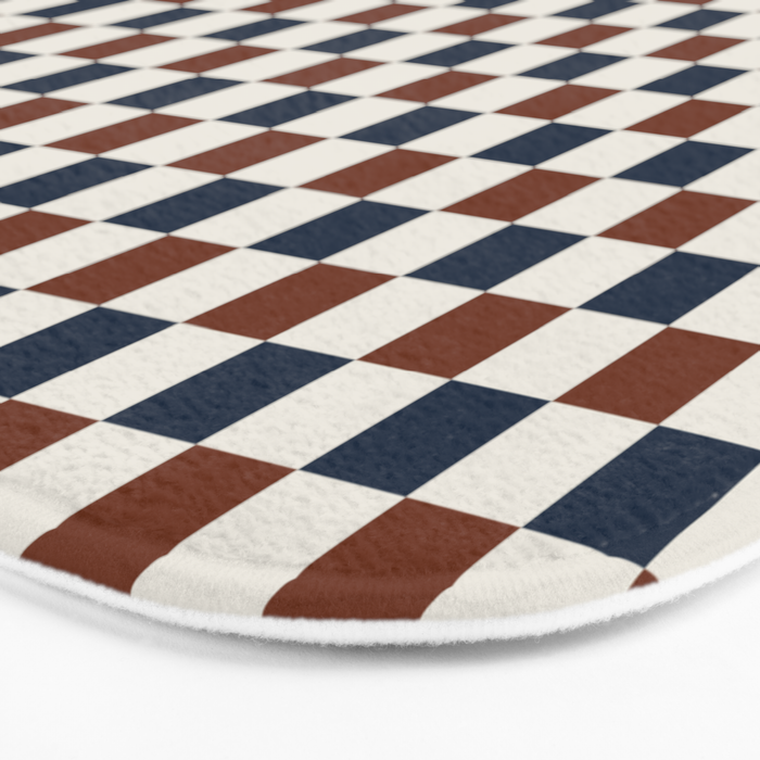 Checkered Multicolor Pattern XVI Red Navy Blue White Bath Mat Gallery Image 3