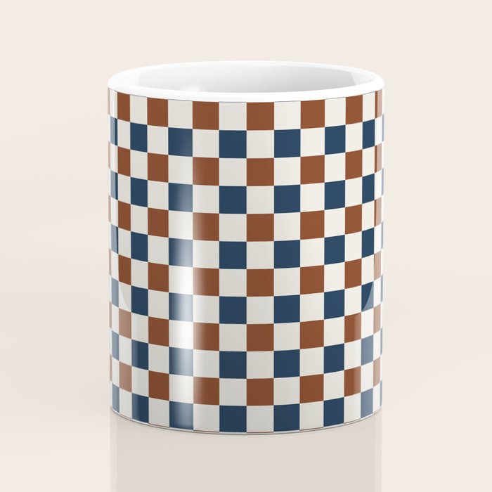 Checkered Multicolor Pattern XVI Red Navy Blue White Coffee Mug Gallery Image 4