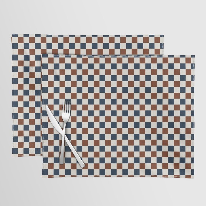 Checkered Multicolor Pattern XVI Red Navy Blue White Placemat Gallery Image 1