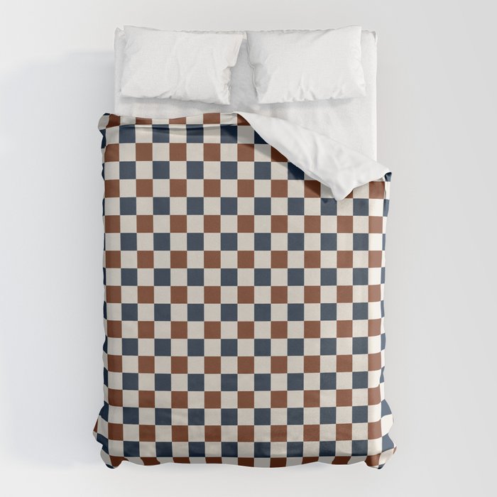 Checkered Multicolor Pattern XVI Red Navy Blue White Duvet Cover Gallery Image 1