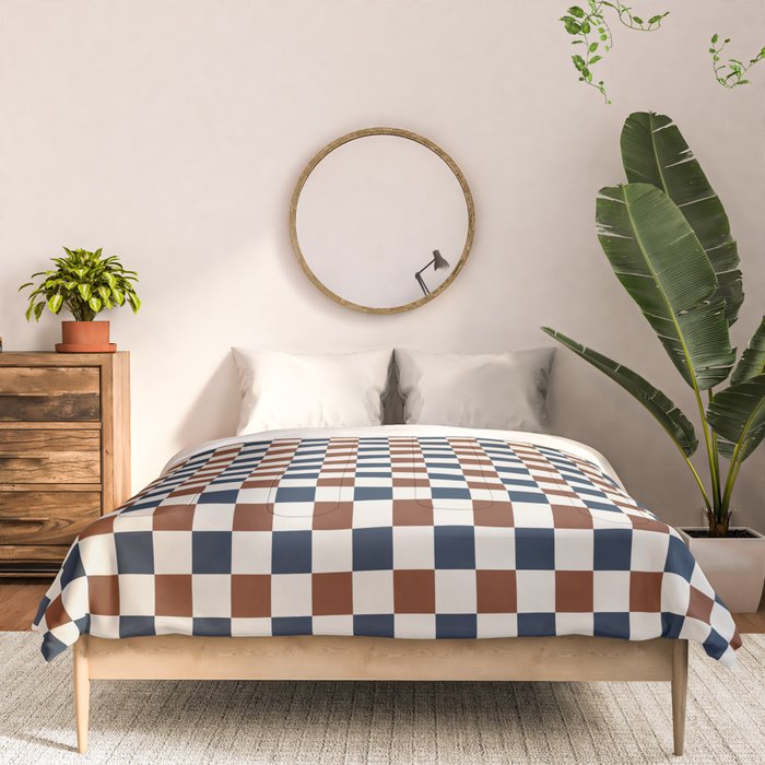 Checkered Multicolor Pattern XVI Red Navy Blue White Comforter Gallery Image 3