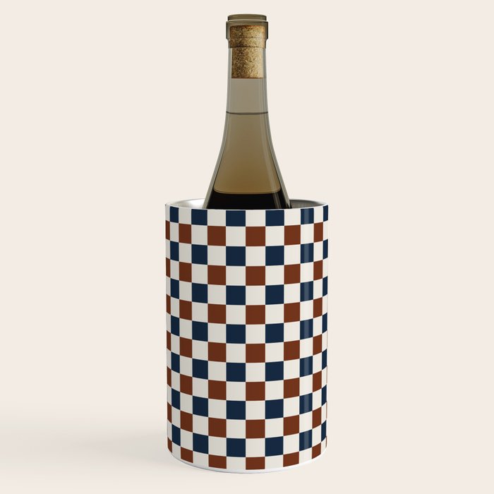 Checkered Multicolor Pattern XVI Red Navy Blue White Wine Chiller Gallery Image 1