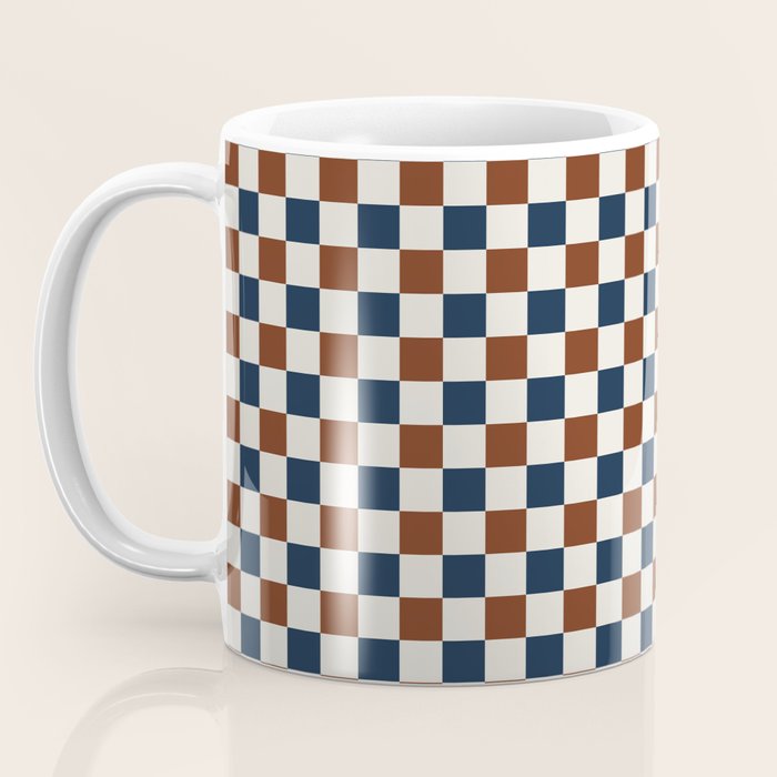 Checkered Multicolor Pattern XVI Red Navy Blue White Coffee Mug Gallery Image 3